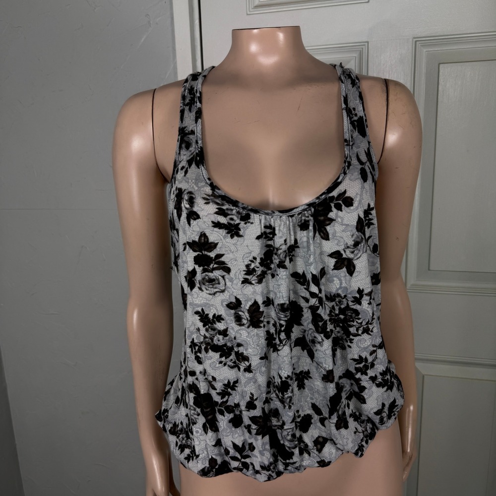 Vintage Y2K Wet Seal Shirt Large Floral Racerback Tank Top Cotton Lace CC2